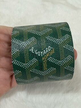 Goyard upcycled Green Printed coated Canvas Cuff bracelet brand new